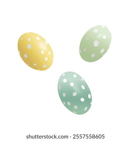 Pastel Polka Dot Easter Eggs Floating in Space
Colorful Decorative Eggs with White Dots