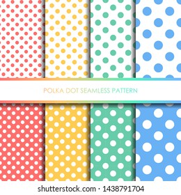 Pastel polka dot seamless pattern set.