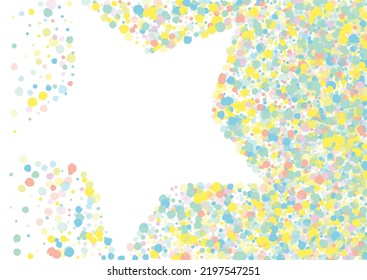 Pastel Polka Festival White Background. Transparent Rain Pattern. Invitation Circle Backdrop. Rainbow Confetti Vector Design.