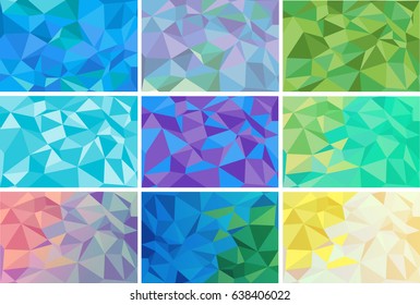 pastel polygonal Mosaic background set, great as a wallpaper, design template, flyer, etc
