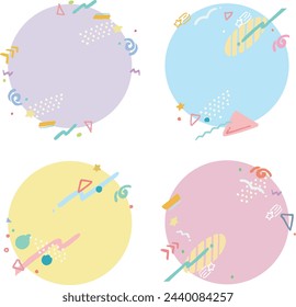 Pastel Pop of Hand-Drawn Patterns, Pattern Frame Illustration Set