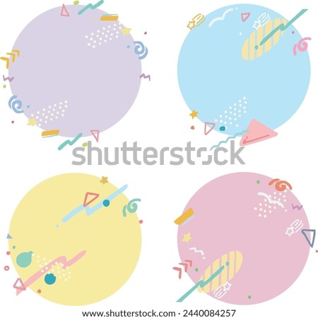 Pastel Pop of Hand-Drawn Patterns, Pattern Frame Illustration Set