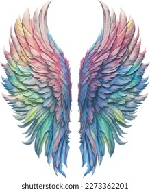 Pastel pride rainbow tone fluffy angel wings