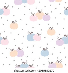 Pastel Pumpkin Seamless Pattern.  Design pattern for print, textile, fabric, wrapping paper, wallpaper, scrapbooking