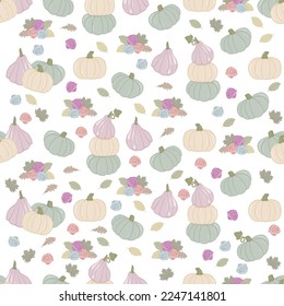 pastel pumpkins, pattern wrapping paper