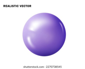 Pastel purple ball realistic. Glossy 3d sphere ball isolated. Geometric figure of round sphere