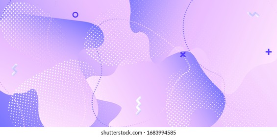 Pastel Purple Brochure. Gradient Geometric Shapes. Wave Motion. Contemporary Decoration. Pink Vector Template. Pastel Purple Background. Violet Geometric Pattern. 