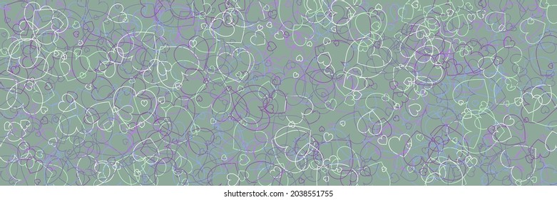 Pastel Purple Confetti Bordo Multicolor Art Illustration. Olive Mint Neon Bright Violet Print. Hearts Party Blue Colorful Modern Art Pattern. Love Vivid Green Pink White Romantic Background.