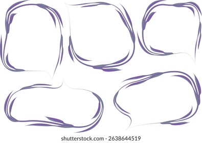 pastel purple lilac color decorative ornate pattern speech bubbles set