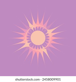 Pastel Purple and Peach of Flat Sun with Scrolling Gradient Flare Illustration