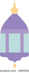 Pastel purple single hanging lantern for Ramadan festival, representing spiritual light, Islamic decoration, holy month blessing, suitable for greeting cards, invites, and festive decor.