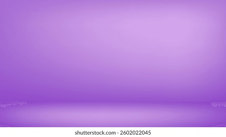 Pastel purple studio background with spot light and shadow. Empty room with monochrome wall and floor, color gradient. Vector horizontal banner for product presentation, realistic HD back template.