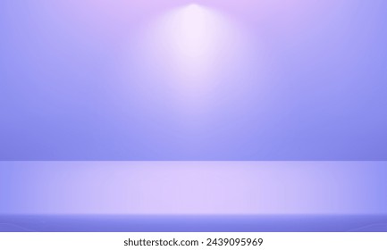 pastel purple studio room background. Empty room with spotlight effect. Template mock up for display of product, Business backdrop. Vector illustration.