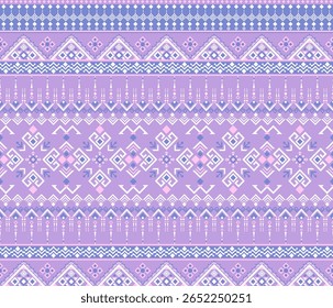 Pastel Purple Tribal Seamless Pattern Ethnic Geometric Boho Vector Design