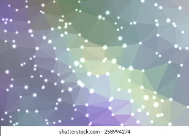 Pastel rainbow abstract geometric background consisting of colored triangles with lights in corners.