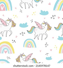 Pastel rainbow baby Unicorn pattern.