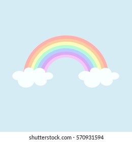 pastel rainbow and cloud cartoon vector 