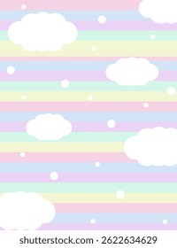 Fundo de cor do arco-íris pastel com nuvens 
