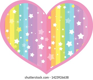 Pastel rainbow colorful line heart on white background