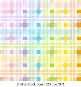 Pastel Rainbow Cute Scott Checkered Plaid Tartan Gingham Pattern Square Background Vector Cartoon Illustration Tablecloth, Picnic mat wrap paper, Mat, Fabric, Textile, Scarf