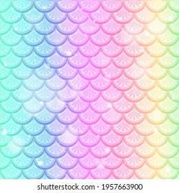 Pastel Rainbow Fish Scales Seamless Pattern Illustration