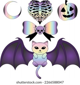 Pastel Rainbow Goth Clip Art