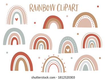 Escala vectorial digital de las ilustraciones del arcoiris pastel