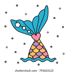 Pastel Rainbow Mermaid Tail Cute Colorful Isolated