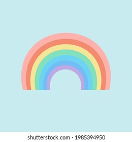 Pastel rainbow on an isolated blue background. Vector illustration for fabrics, textures, wallpapers, posters, stickers, postcards.Childish fun print.