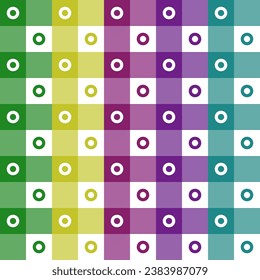 Pastel rainbow polka dot circle seamless checkered pattern design for wrapping paper, picnic mat, tablecloth, fabric background, scarf.