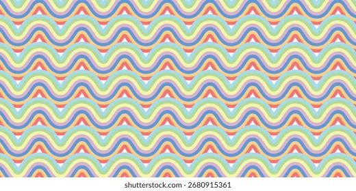 Pastel Rainbow Scallop Pattern Background