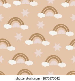 Pastel Rainbow seamless vector pattern for print in trendy, modern style
