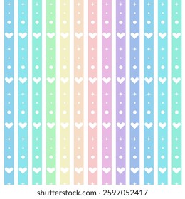 Pastel Rainbow stripes with cute heart shapes