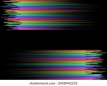 Pastel rainbow stripes gradient with squares mosaic pattern, black background, vector graphic wallpaper or leaflet