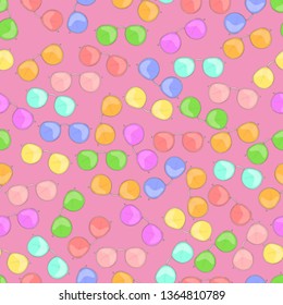 Pastel rainbow sunglasses seamless pattern. Vector illustration on pink background