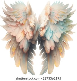 Pastel rainbow tone fluffy angel wings1