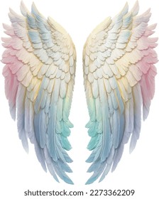 Pastel rainbow tone fluffy angel wings6