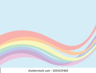 Pastel rainbow wave on blue background vector