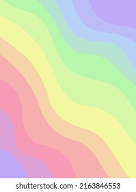 Pastel rainbow waves abstract background. LGBT pride flag. Pride month concept. Modern vector design with trendy danish pastel colors.