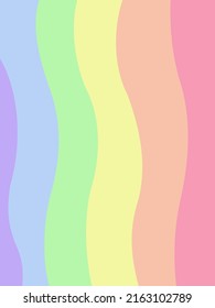 Pastel rainbow waves stripes abstract background. LGBT pride flag. Pride month concept. Vector colorful design.