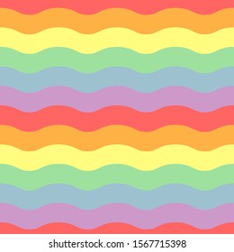 Pastel rainbow wavy stripe seamless pattern. Great for wallpaper, web background, wrapping paper, fabric, packaging, greeting cards, invitations and more.