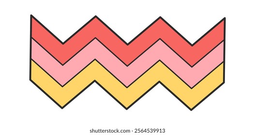 Pastel rainbow zigzag groovy element