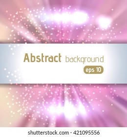 Pastel rays background with place for text. Abstract motion blur background with power explosion. Vector illustration. Pink, yellow, white colors. Pastel background. 