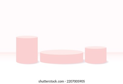 pastel realistic 3d cylinder pedestal podium with pastel backdrop. Abstract vector rendering geometric platform. Product display presentation. minimal scene.