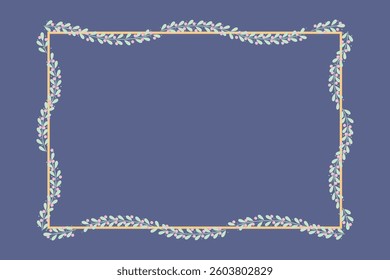 Pastel Rectangular Borders Frame Decorated With Pink And Green Leaf Floral Pattern