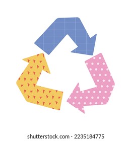 Сute pastel recycling sign. Ecology theme, modern trendy design