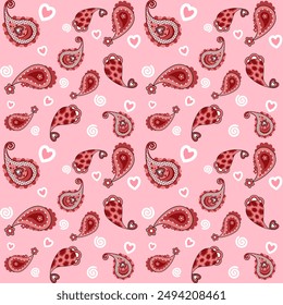 Pastel red Paisley seamless pattern