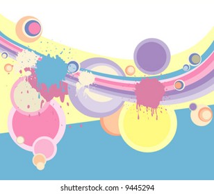 pastel retro background with circles