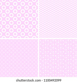 Pastel retro different vector seamless patterns. Set of cute shabby chic ornaments.