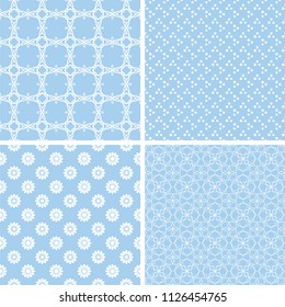 Pastel retro different vector seamless patterns. Set of cute shabby chic ornaments.